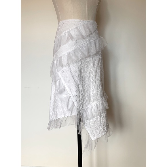 White Eyelet Lace Skirt w/ Tulle Trim - Picture 3 of 6